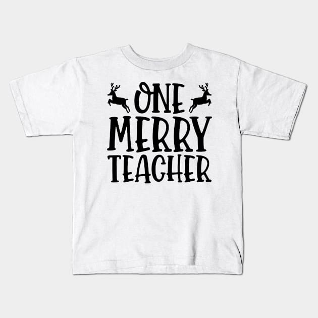 One Merry Teacher Kids T-Shirt by colorsplash